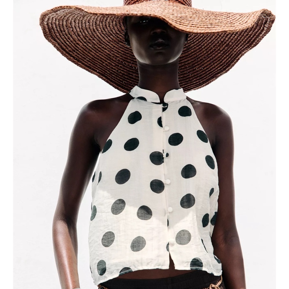 Zara POLKA DOT HALTER TOP